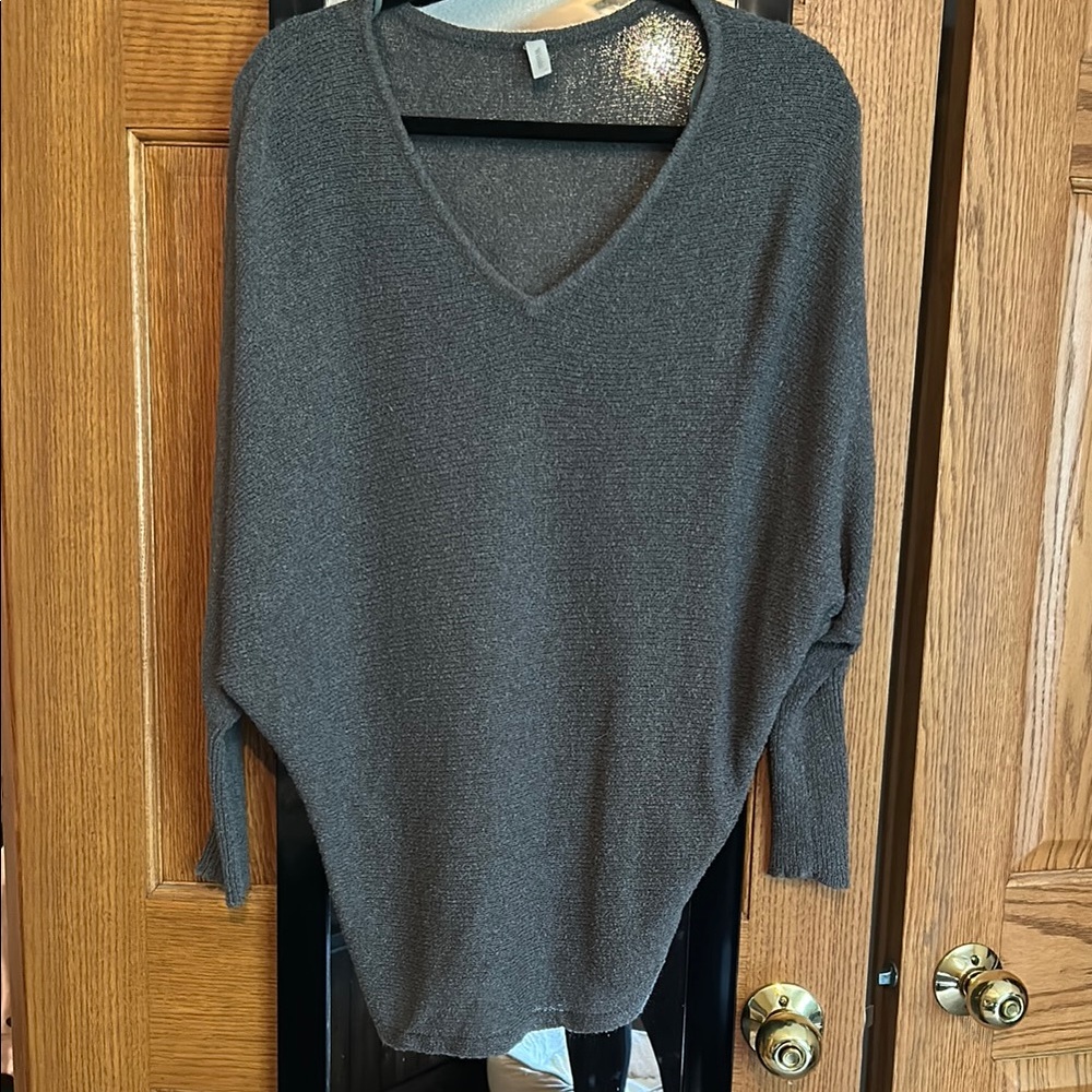 Wishlist Gray V-Neck Sweater with Relaxed Fit